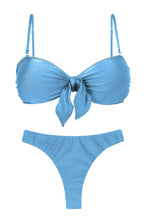 Laden Sie das Bild in den Galerie-Viewer, Product Front: Rio De Sol Set Set Shimmer-Baltic-Sea Bandeau-Knot Nice-Fio