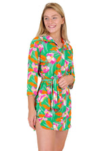 Laden Sie das Bild in den Galerie-Viewer, Image 04: Rio De Sol Hemdblusenkleid Green Bloom Chemise