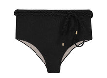 Laden Sie das Bild in den Galerie-Viewer, Product Front: Rio De Sol Unterteil Bottom Shimmer-Black Belted-High-Waist