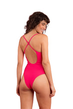 Laden Sie das Bild in den Galerie-Viewer, Model Back: Rio De Sol Badeanzug Dots-Virtual-Pink Julia
