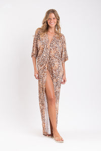 Image 05: Rio De Sol Strandkleid Leopard Long Dress
