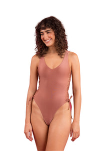 Model Front: Rio De Sol Badeanzug Shimmer-Copper Zoe